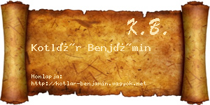 Kotlár Benjámin névjegykártya